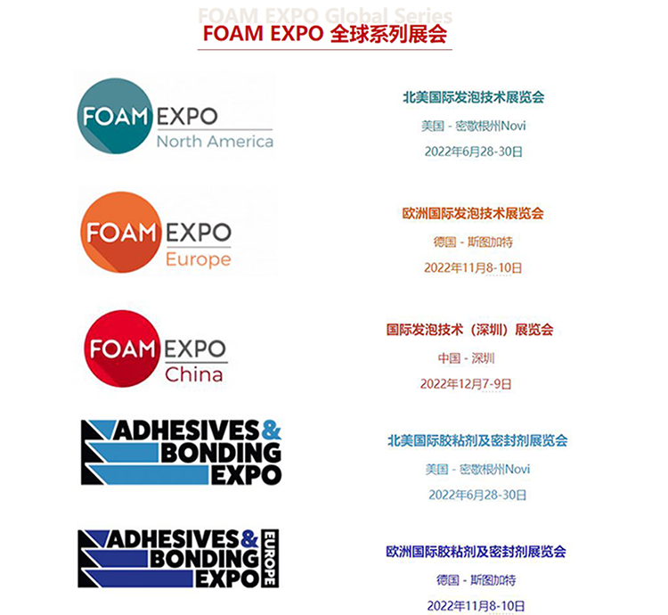 探尋發(fā)泡技術新路徑、開辟行業(yè)發(fā)展新機遇---第五屆FOAM EXPO North America即將于6月28-30日在美國舉行